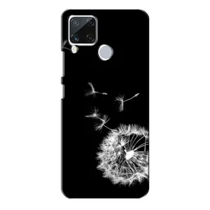 Силиконовый Чехол с одуванчиками на Realme C15 (Одуванчик на чёрном)