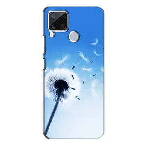 Силиконовый Чехол с одуванчиками на Realme C15 (Одуванчик на голубом)