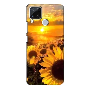 Чехол с Цветами для Realme C15 (поле подсолнухов)