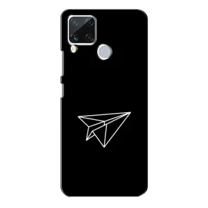 Чехол с картинками на черном фоне для Realme C15 (Самолетик)