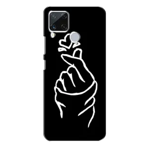 Чехлы (Знак сердечка) на Realme C15 (Сердце на черном)