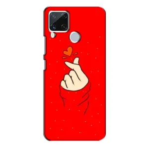 Чехлы (Знак сердечка) на Realme C15 (Сердце на красном)