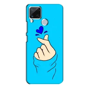 Чехлы (Знак сердечка) на Realme C15 (Сердце на синем)