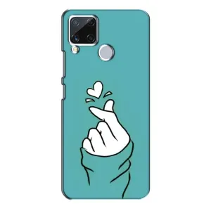 Чехлы (Знак сердечка) на Realme C15 (Сердечко на бирюзовом)