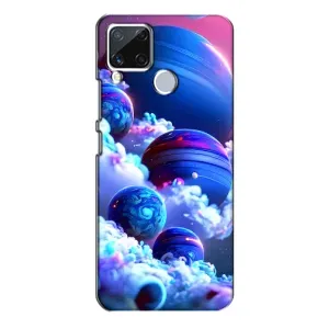 Чехлы КОСМОС для Realme C15 (Синие планеты)