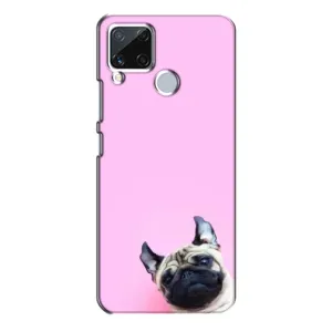 Бампер для Realme C15 с картинкой "Песики" (Собака на розовом)