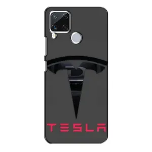 Силіконовий бампер з картинкою машини на Realme C15 (Logo TESLA)