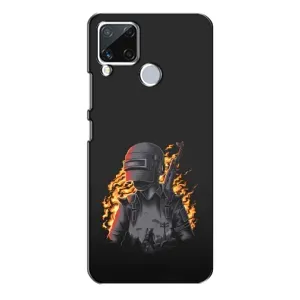 Силиконовый чехол с картинкой "Герой Pubg" на Realme C15 (В огне)