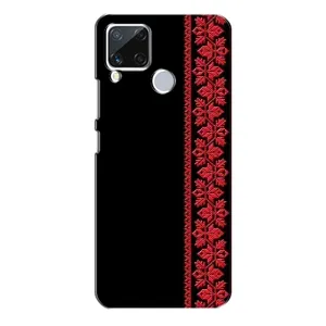 Силиконовый Чехол на Realme C15 с картинкой Вышиванки (Вышиванка на черном)