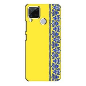 Силиконовый Чехол на Realme C15 (Вышиванка на желтом)