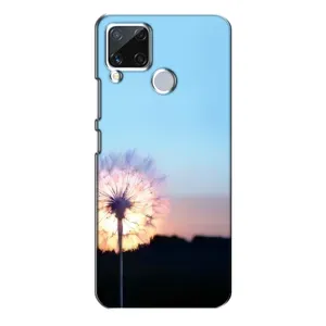 Силиконовый Чехол с одуванчиками на Realme C15 (Закат с одуванчиком)