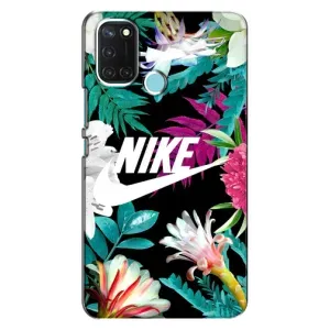 Силиконовый Чехол на Realme C17 с картинкой Nike (Цветочный Nike)