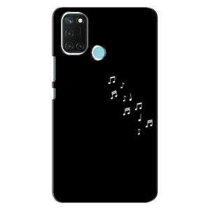 Чехол с картинками на черном фоне для Realme C17 (Ноты)