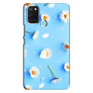 Чехол с Цветами для Realme C17 (ромашки на голубом)