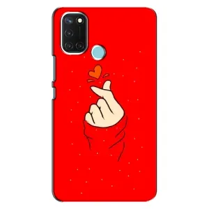 Чехлы (Знак сердечка) на Realme C17 (Сердце на красном)