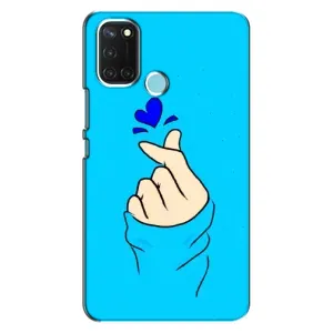 Чехлы (Знак сердечка) на Realme C17 (Сердце на синем)