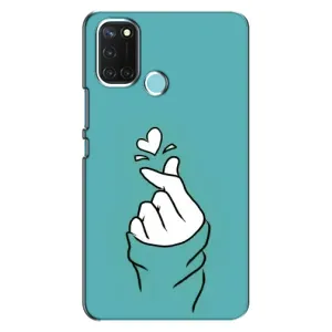 Чехлы (Знак сердечка) на Realme C17 (Сердечко на бирюзовом)