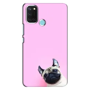 Бампер для Realme C17 с картинкой "Песики" (Собака на розовом)