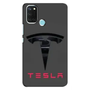 Силіконовий бампер з картинкою машини на Realme C17 (Logo TESLA)
