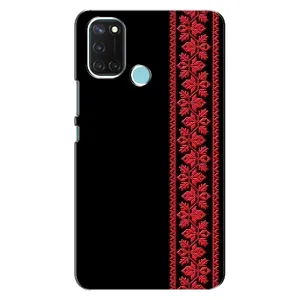 Силиконовый Чехол на Realme C17 с картинкой Вышиванки (Вышиванка на черном)