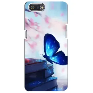 Силиконовый бампер с картинкой животных для Realme C2 (Бабочка синяя)
