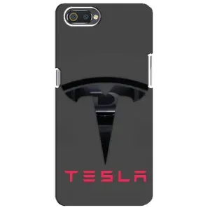 Силиконовый бампер с картинкой машины на Realme C2 (Logo TESLA)