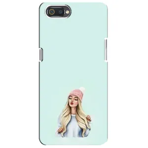 Силиконовый Чехол на Realme C2 с картинкой Стильных Девушек (В шапке)