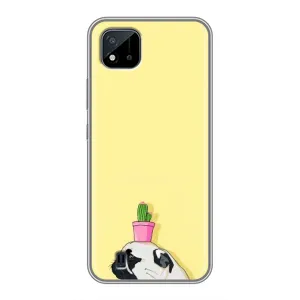 Бампер для Realme C11 (2021) / C20 с картинкой "Песики" (Кактус на голове)