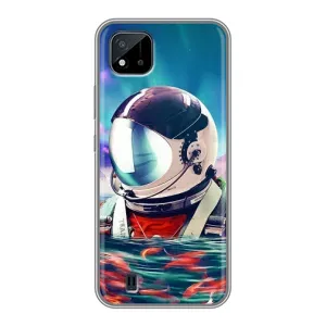 Силиконовый Чехол с принтом "Космонавты" на Realme C11 (2021) / C20 (Космонавт в воде)