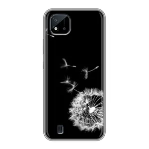 Силиконовый Чехол с одуванчиками на Realme C11 (2021) / C20 (Одуванчик на чёрном)