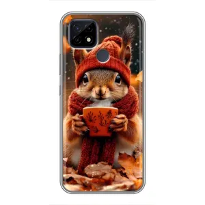 Печатный чехол «Зверята с кофе» для Realme C21 (Белка с кофе)