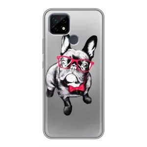 Чехол (ТПУ) Милые собачки для Realme C21 (Бульдог в очках)