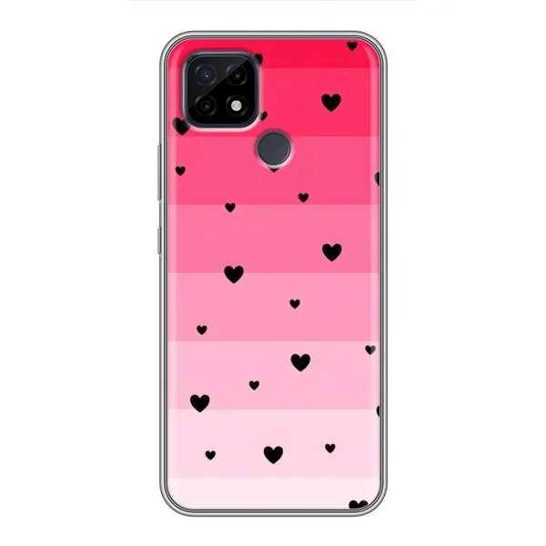 Чехол с рисунком «Чорные сердечки» для Realme C21