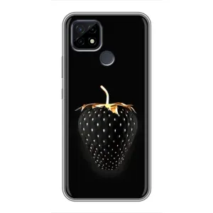 Чехол с изображением вкусной еды для Realme C21 (Чёрная клубника)