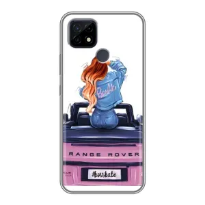Силиконовый Чехол на Realme C21 с картинкой Стильных Девушек (Девушка на машине)