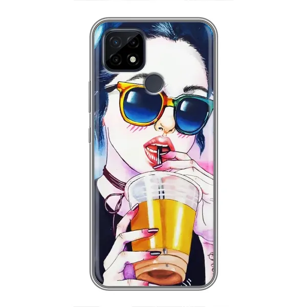 Чехол с рисунком «Девушка с коктейлем» для Realme C21