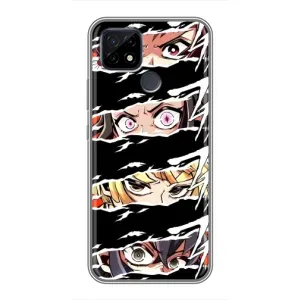 Силиконовые чехлы с глазами Anime для Реалми С21 (Глаза на чорном)