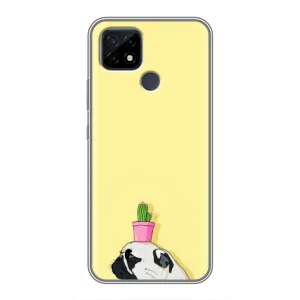 Бампер для Realme C21 с картинкой "Песики" (Кактус на голове)