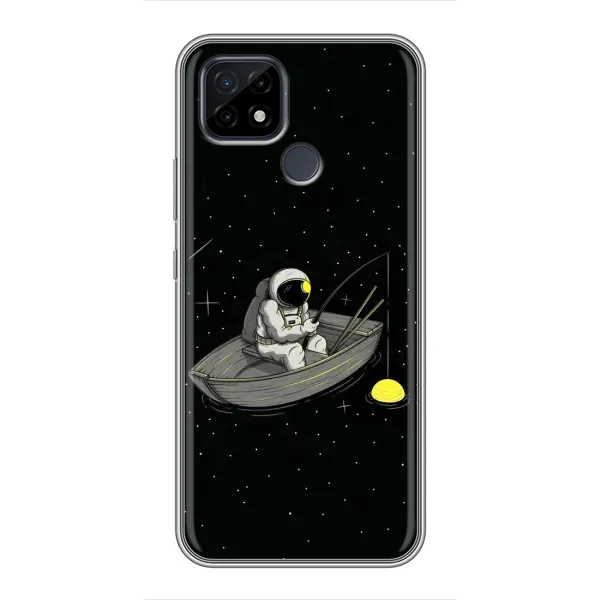 Чехол с рисунком «Космонавт на рыбалке» для Realme C21