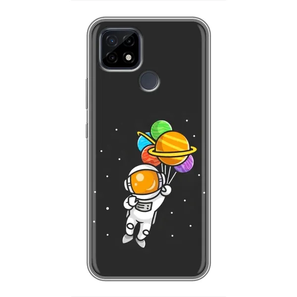 Чехол с рисунком «Космонавт с шариками» для Realme C21