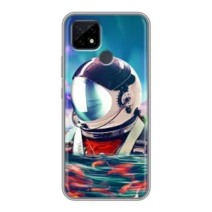 Силиконовый Чехол с принтом "Космонавты" на Realme C21 (Космонавт в воде)