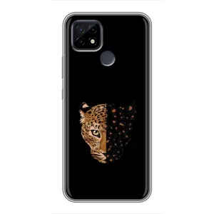 Чехол с леопардовым принтом на Realme C21 (Леопард на черном)