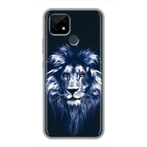 Чехол с картинкой на Realme C21 (Лев - синий)