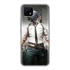 Силиконовый чехол с картинкой "Герой Pubg" на Realme C21 (Пабг)