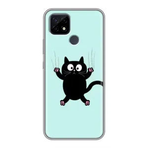 Силиконовый чехол с котиком для Realme C21 (Падающий кот)