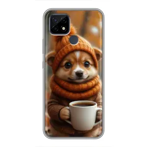 Печатный чехол «Зверята с кофе» для Realme C21 (Собачка с кофе)