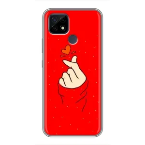 Чехлы (Знак сердечка) на Realme C21 (Сердце на красном)