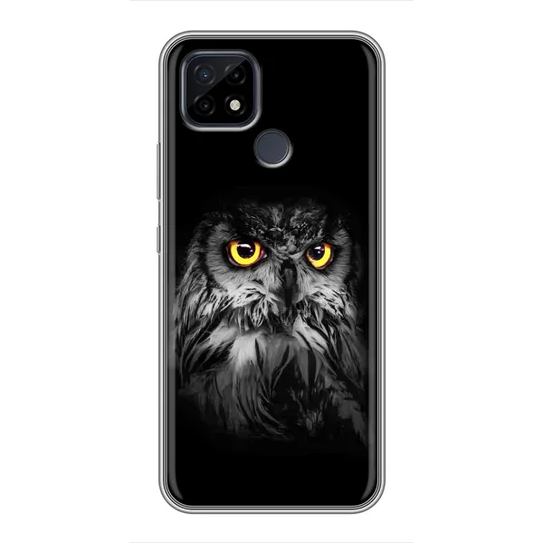 Чехол с рисунком «Сова на чёрном» для Realme C21 Чехол с рисунком «Сова на чёрном» для Realme C21