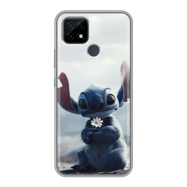 Чехол с рисунком «Стич с цветочком» для Realme C21 Чехол с рисунком «Стич с цветочком» для Realme C21
