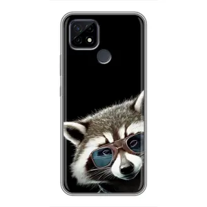 Силиконовый Чехол с Енотами на Realme C21 (Стильный Енот)